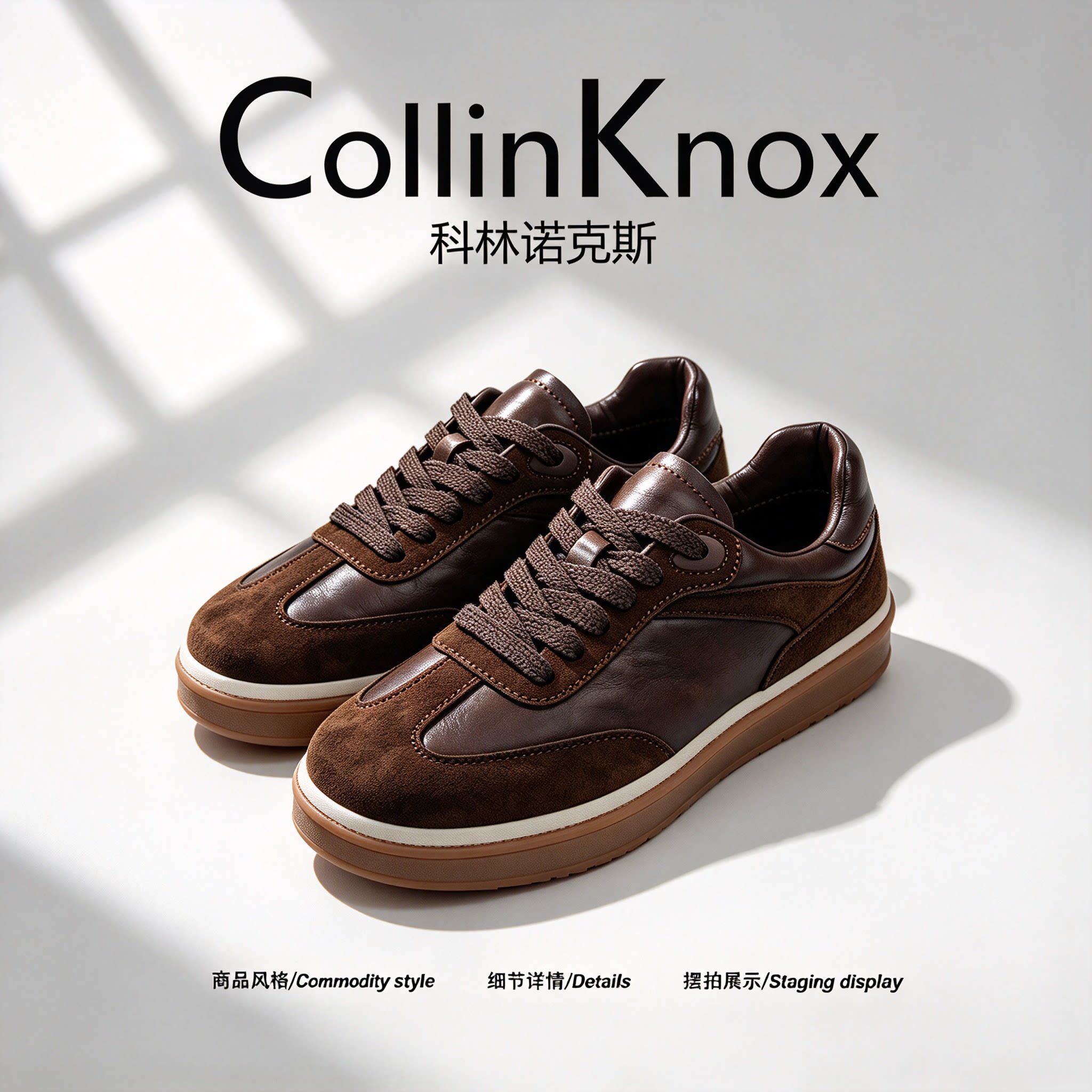 【高端真皮】CollinKnox2026年秋季新款板鞋男复古做旧皮面德训鞋