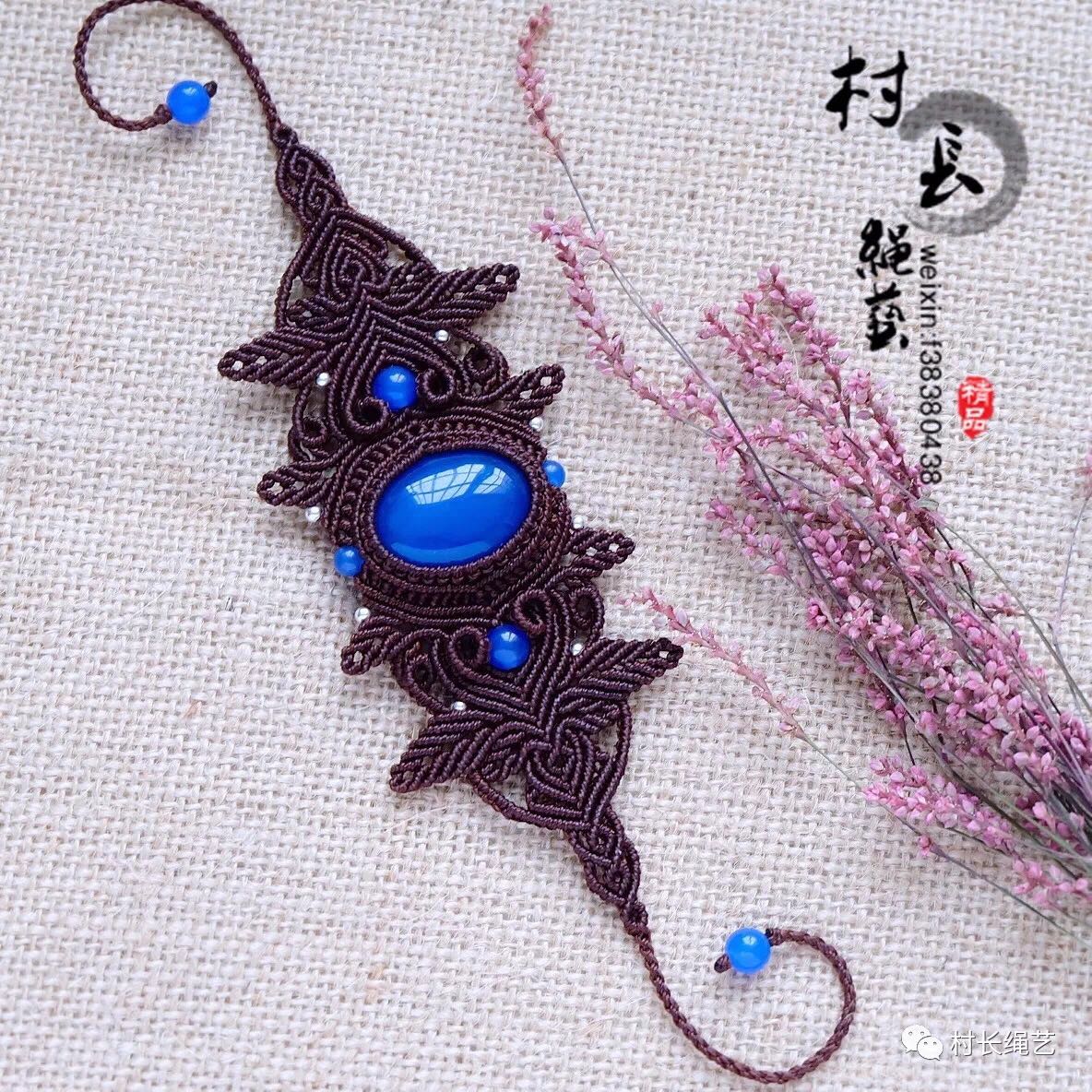 原创手工编绳 花月叶系列-手绳 macrame南美蜡线包石头可定制成品