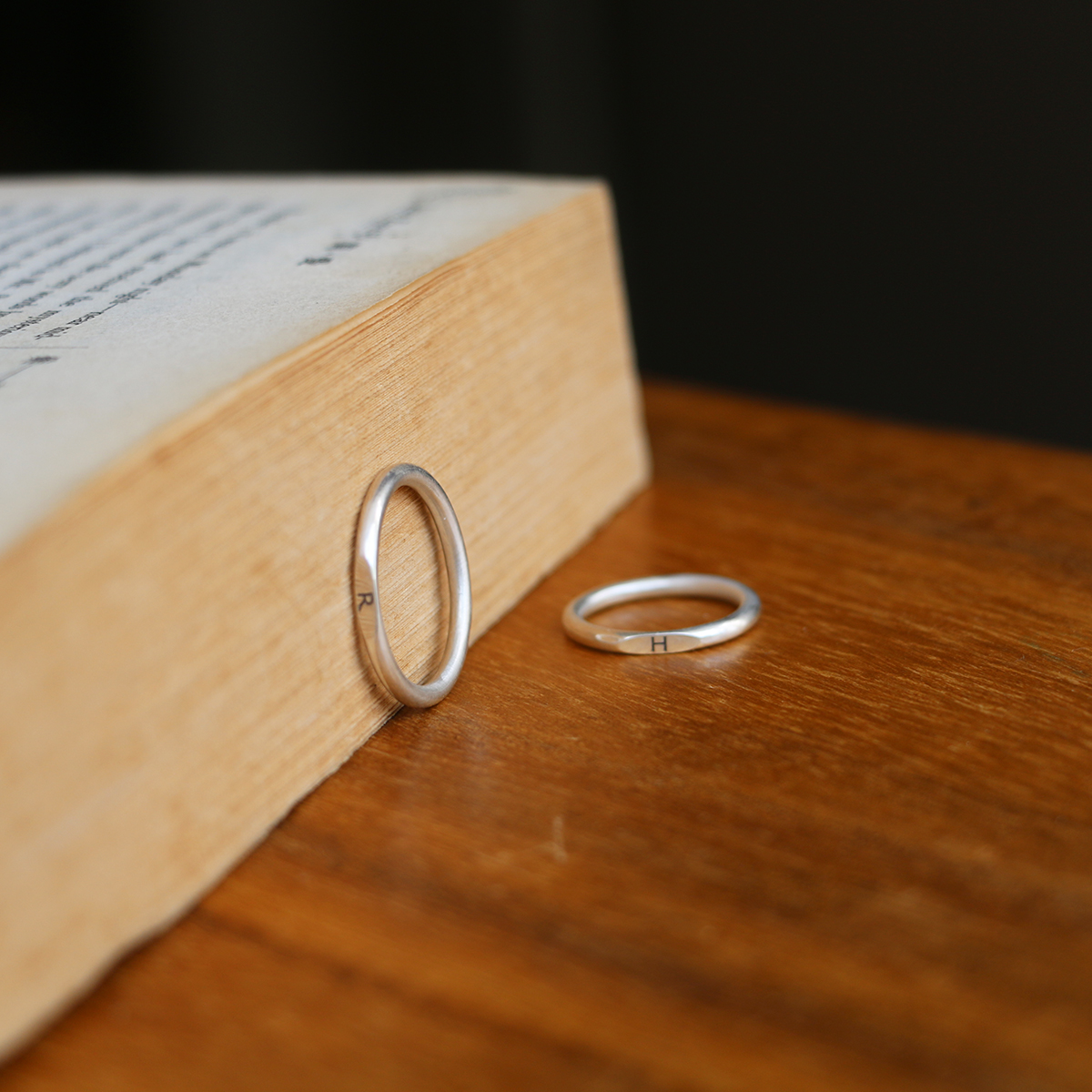 情侣光面圆圈原创设计手工刻字