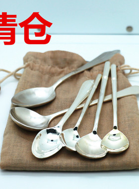 999足银勺子食用级银勺子银汤勺大人宝宝纯银餐具咖啡勺银餐具