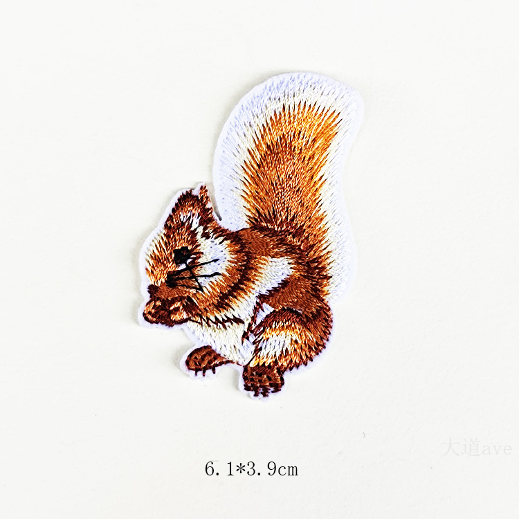 刺绣松鼠布贴补丁贴破洞背胶熨烫缝纫儿童衣服鞋帽书包包装饰贴花