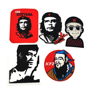 中国风人物刺绣布贴李小龙孔子切格瓦拉衣服背包diy 个性贴花补丁