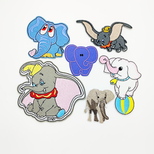 卡通大象布贴小飞象刺绣破洞补丁贴儿童衣服书包装 饰贴花背胶熨烫