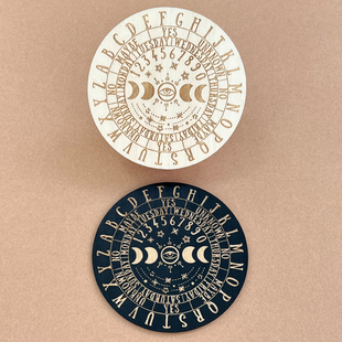 灵摆表盘木质指示盘雕刻纹理灵摆盘调频水晶底座SRT疗愈工具