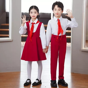儿童合唱演出服男女红领巾合唱团中小学生诗歌朗诵表演服装蓬蓬裙