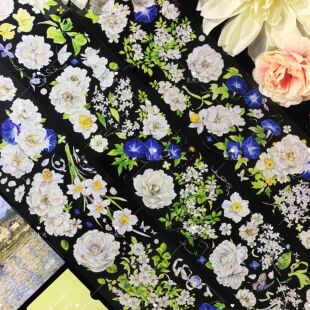 月海研究所 取青妃白 清新花花咕卡流麻滴胶谷美手帐pet胶带分装