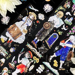 Shine工作室 旅行篇章 日系风格轻复古男女人物手帐pet胶带分装