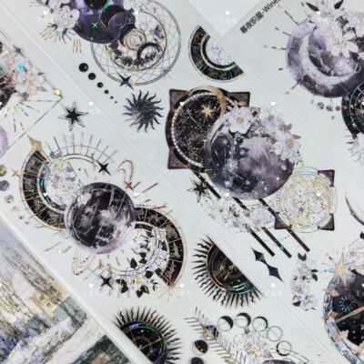 Wines工作室 暮夜织星 华丽星辰咕卡流麻滴胶手帐PET胶带分装现货