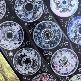 咕卡流麻吧唧中心环背景手帐拼贴PET胶带分装 Wines工作室 萌透CD