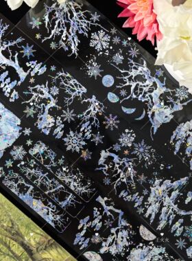 小隐于野 玉树银花 枯树枝丫雪景咕卡流麻滴胶手帐pet胶带分装