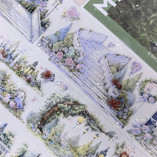 庭院阶梯咕卡流麻滴胶手帐拼贴PET胶带分装 Wines工作室 森语梦阶