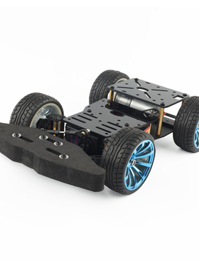阿克曼舵机转向小车金属底盘后轮驱动4轮2WD电子竞赛宽度小于15cm