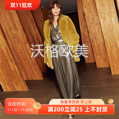 沃格英国TB牌秋冬新款立体纹络华丽光泽优雅大气女礼服阔腿连身裤