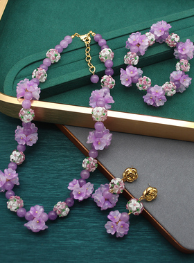 中古穆拉诺蛋糕铃兰花琉璃套装