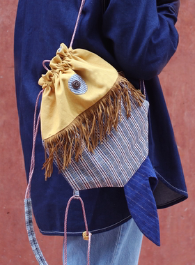 【上新特惠】Brut Cake原创小鱼旅行背包轻便古布牧场生活文青