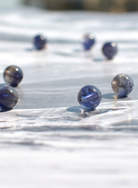 透体堇青石手链散珠天然蓝紫色手串配珠圆珠珠子「带着魔法远行」