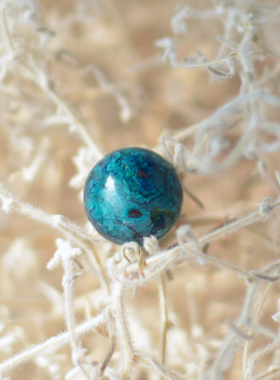 硅孔雀石凤凰石单珠蓝色半宝石珠子多宝手链手串散珠「46亿年」