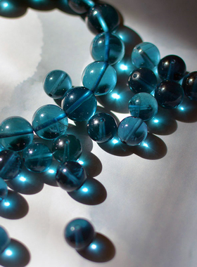蓝萤石手链散珠天然湖蓝色石头珠子diy手串配珠「海拔4000+的湖」