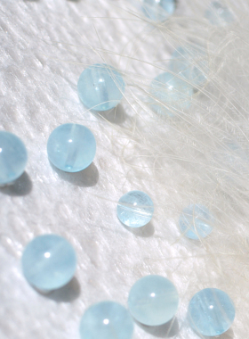 海蓝宝单珠散珠天然冰种蓝色石头珠子diy手链手串「白日梦蓝」