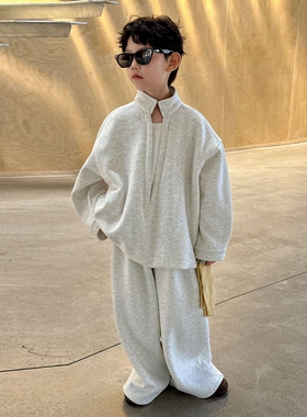 日本JGYPDM 2026新款儿童潮酷套装男童春款加绒加厚两件套中大童