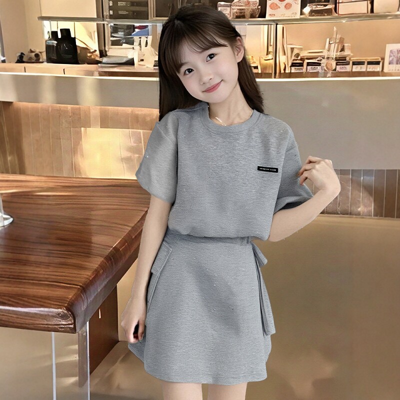 日本JGYP2026新款女童短袖套装独特超好看洋气百搭半裙简约两件套