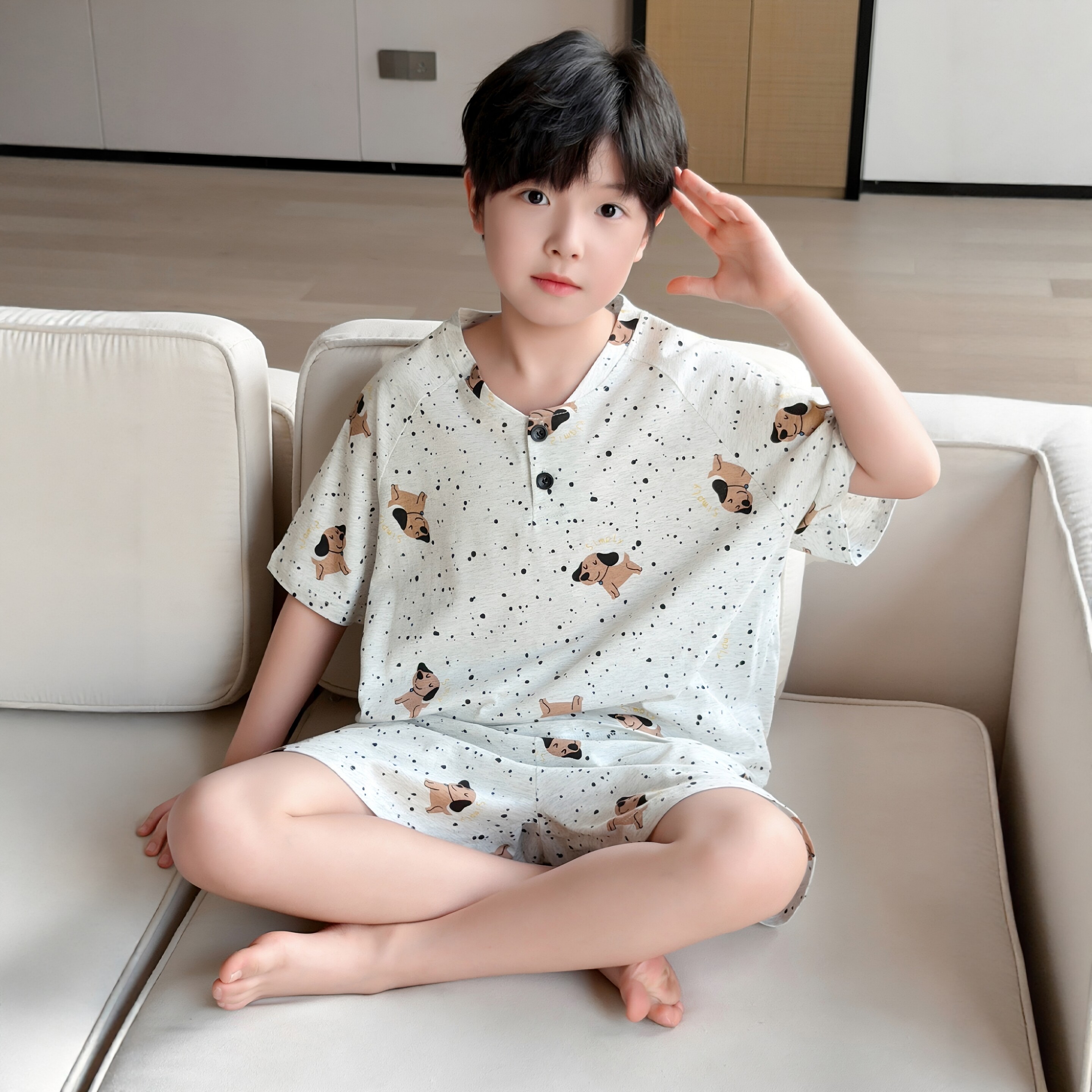 日本JGYP2026新款男童睡衣套装中大童夏季薄款短袖儿童帅气家居服