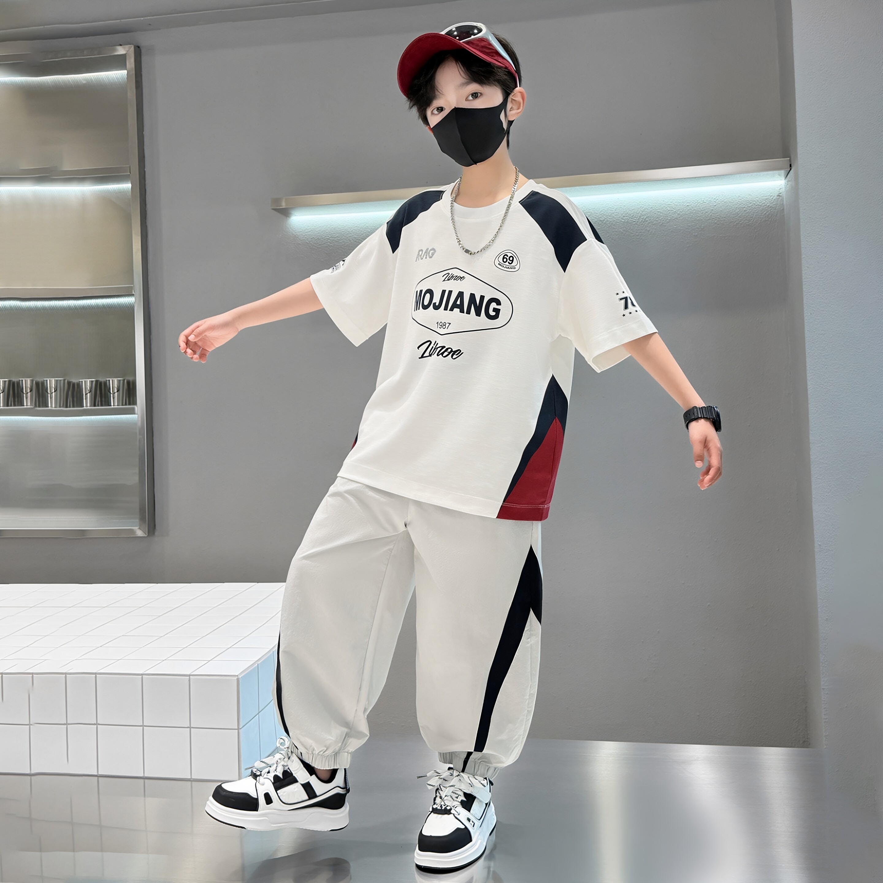 日本JGYP2026新款男童夏装套装中大童薄款短袖赛车风酷帅运动衣服