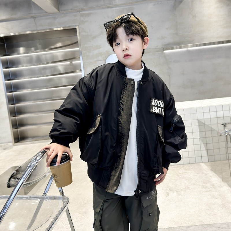 日本JGYP2026新款男童棒球服夹棉外套春秋款中大童帅气加厚棉服潮