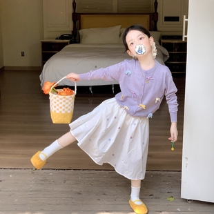 日本JGYP2026新款女童甜美针织衫套装蝴蝶结毛衣可爱半身裙两件套
