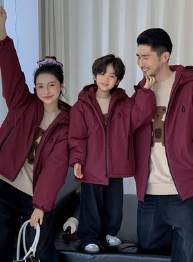 日本JGYPDM 2026新款红色拜年服亲子装过年喜庆外套夹棉连帽棉服