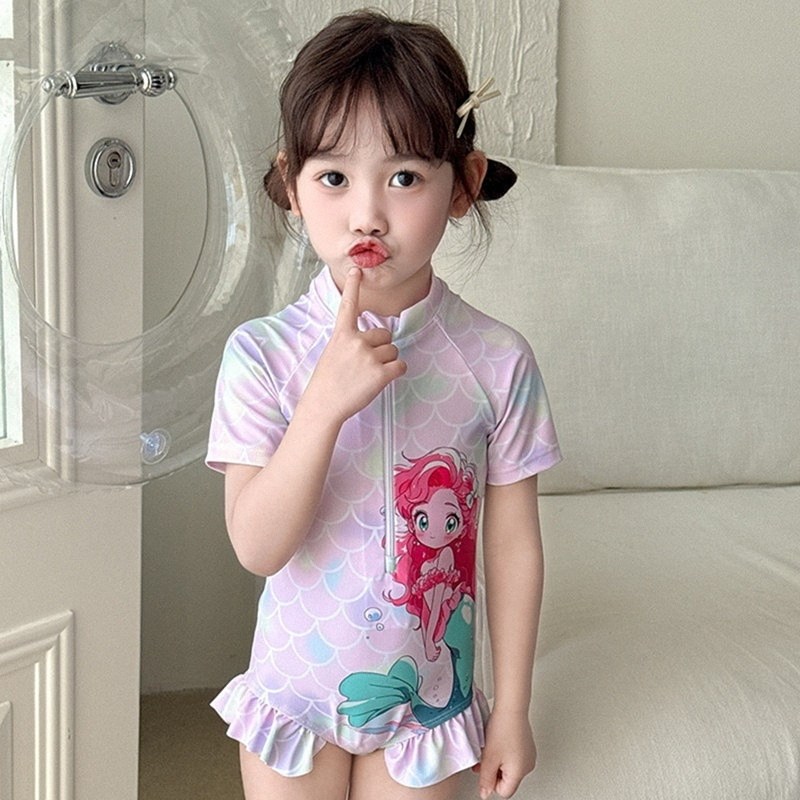 日本JGYP2026新款女童美人鱼连体泳衣洋气公主中小童宝宝速干泳装