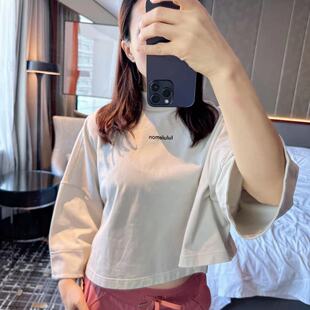 lululemon heavyweight 女士棉质7分袖短款T恤