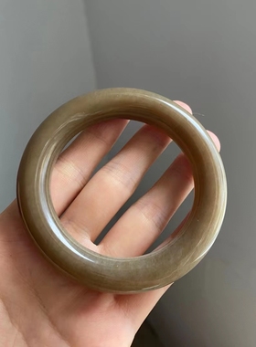 新疆和田玉且末料黄糖色桂花糕魔术贴粗圆条手镯女玉镯子