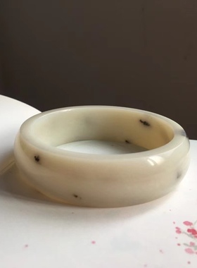 天然和田玉桂花糕意境手镯女玉镯子带证书