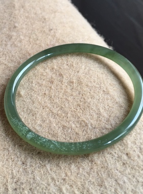 天然和田玉老料湖水绿翠青鱼子棉叮当镯细圆条手镯女玉镯子带证书