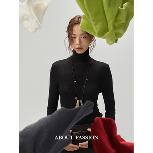 高领针织含羊毛打底衫 About 法式 软糯高级感复古毛衣 Passion