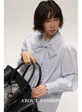 About Passion · 法式蕾丝系带衬衫早秋设计感百搭叠穿气质衬衣