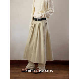 法式 高腰褶皱散摆半身裙 Passion About