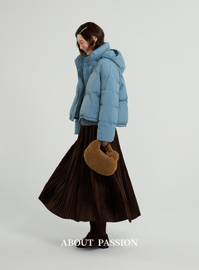 About Passion · 法式复古加绒a字百褶裙冬季新款中长款半身裙