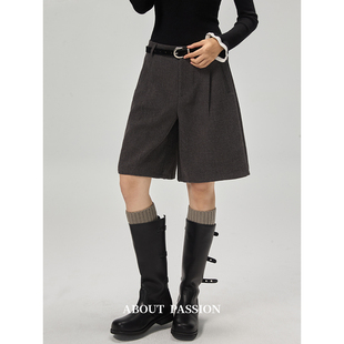 Passion 宽松显瘦简约高腰阔腿短裤 休闲裤 韩系通勤西装 About