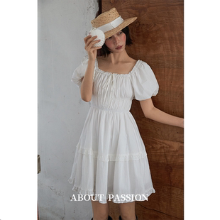 Passion 连衣裙巨好看 方领木耳边泡泡袖 早秋裙子 夏季 About