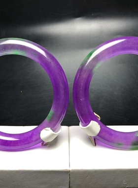 缅甸原创冰糯种紫色少女风手镯