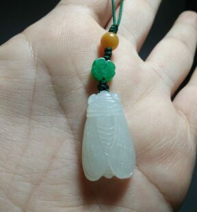 和田玉知了玉吊坠白玉蝉玉坠一鸣惊人挂件手机链吉祥物挂饰钥匙扣