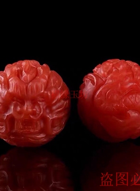 南红玛瑙散珠雕龙珠貔貅顶珠金刚