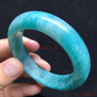 新款精品湛蓝色天河石手镯精美高级感特色款蓝绿色玉石手镯女款