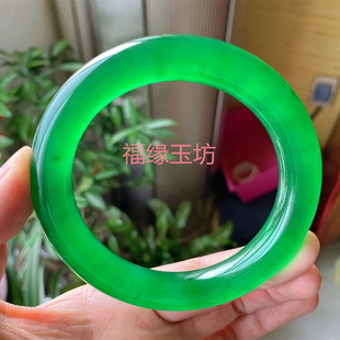 阳绿翡翠手镯冰种帝王绿玉镯缅甸原创货老坑满绿贵妃镯女款