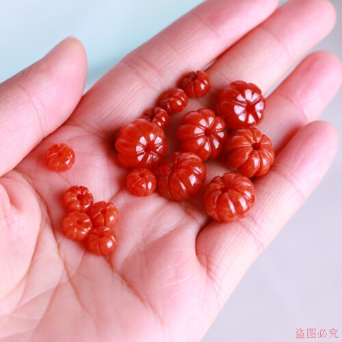精品翡翠色红翡南瓜珠散珠玉石DIY耳饰手串手链项链绳艺配饰配件