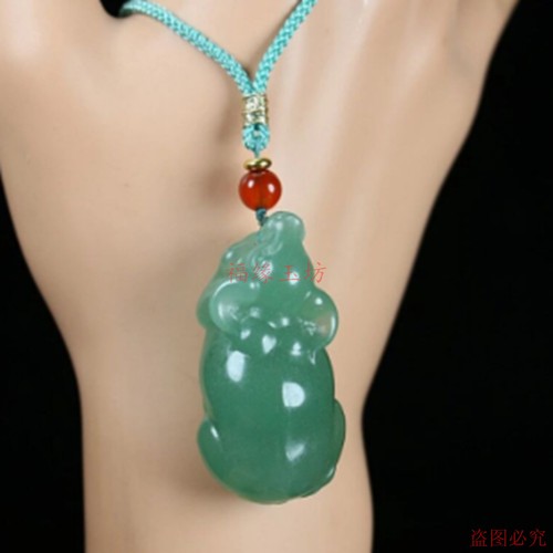 天然玉石冰种绿东陵玉生肖牛吊坠