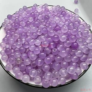 翡翠色散珠冰种紫罗兰色转圆珠6 饰品 8mm圆珠diy手串项链耳环时尚