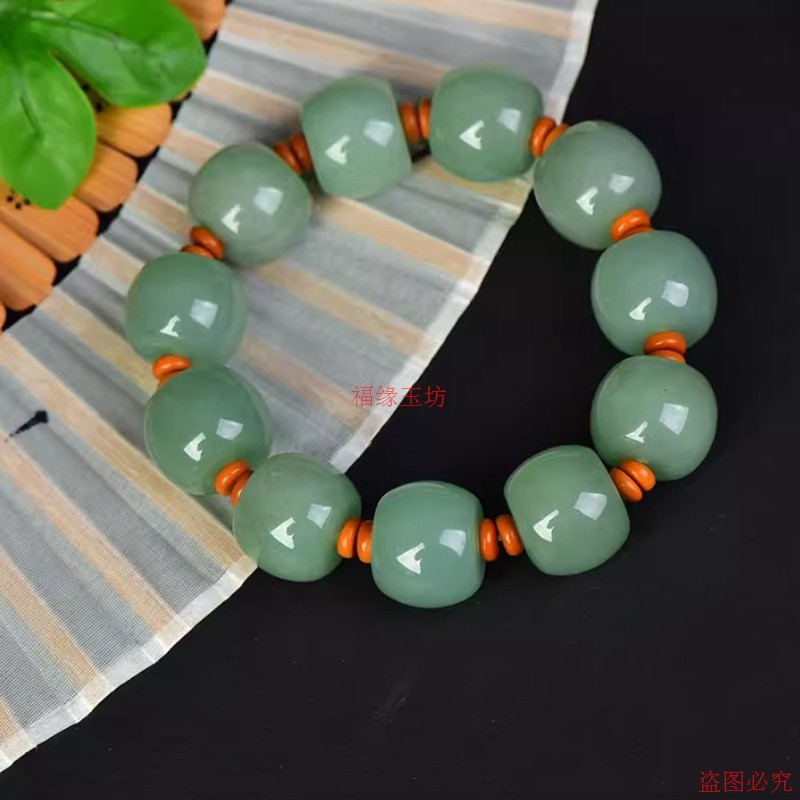 天然精品东陵玉手串算盘珠老形珠玉手链男女同款玉石手饰